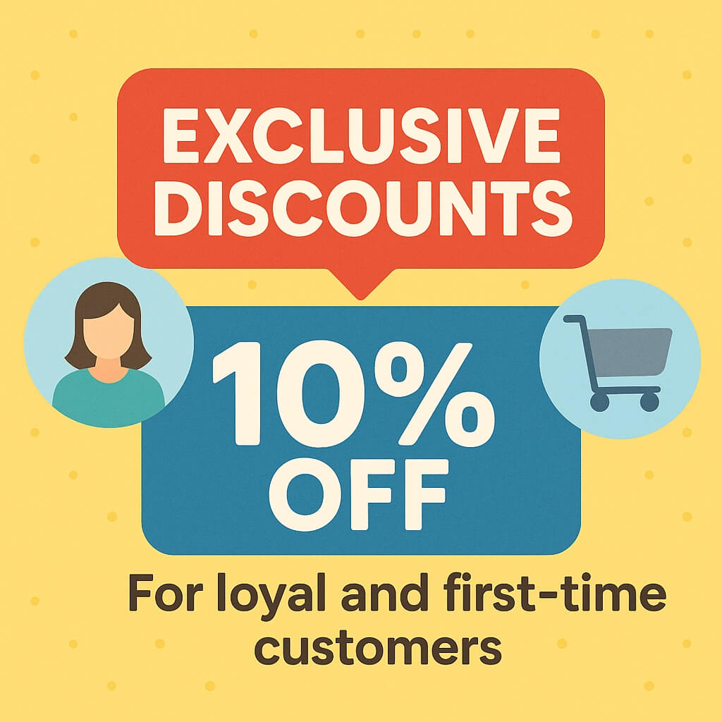 Exclusive Discounts Graphic – Exclusive discount banner targeting loyal and first-time eCommerce customers
