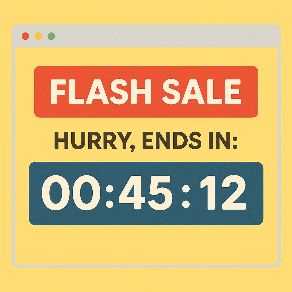 Flash Sale Countdown Timer – Urgent flash sale countdown timer on an eCommerce website