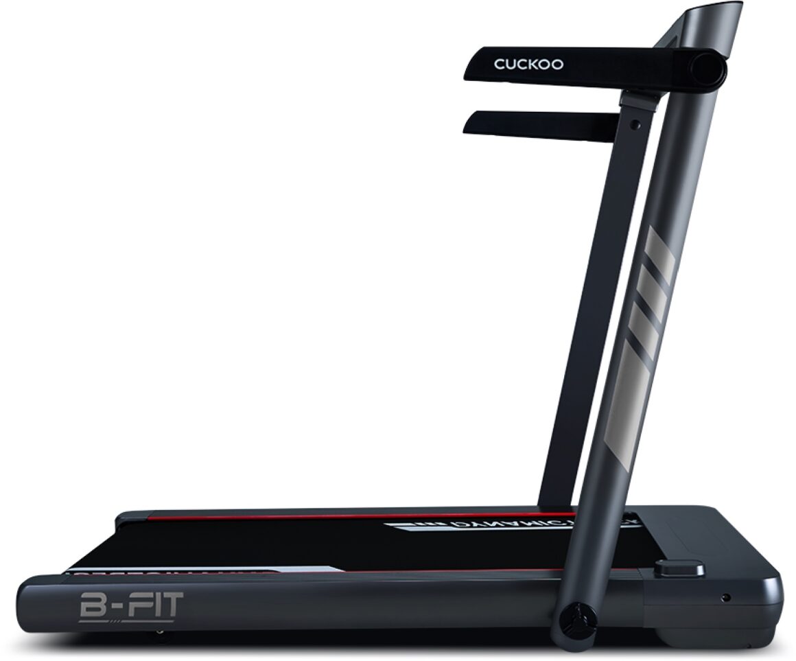 Cuckoo B-Fit 2-in-1 foldable treadmill, showing both walking pad and running machine modes, available via rental plan in Malaysia