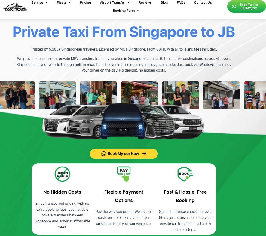 Top Private Taxi Services from Singapore to JB TaxitoJB.SG