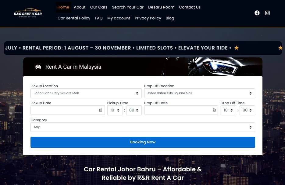 Best Car Rental Companies in JB R&R Rent A Car