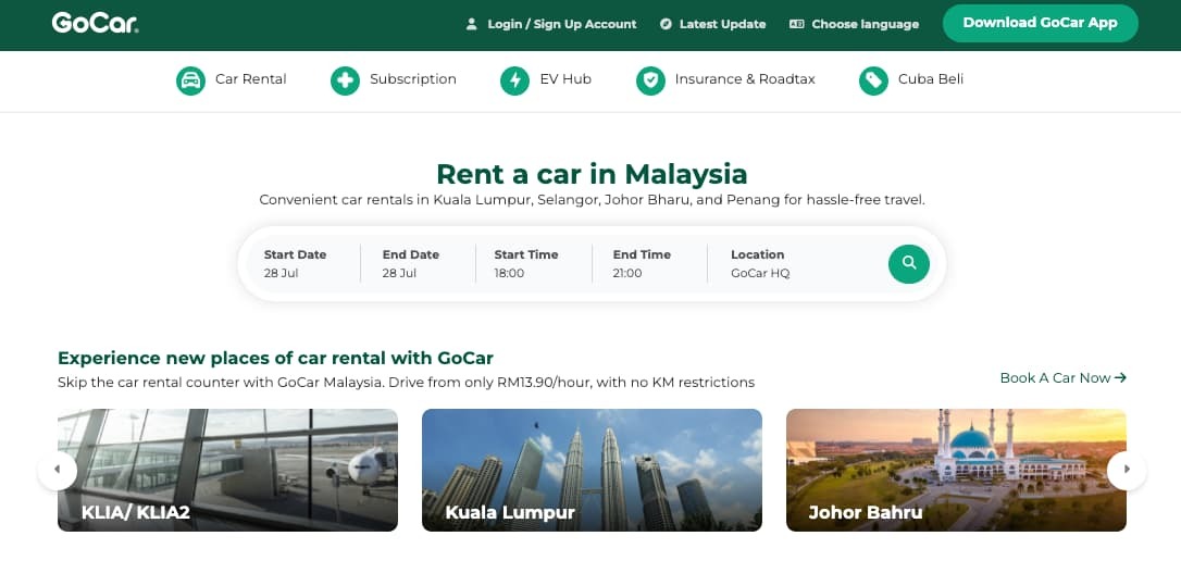 Best Car Rental Companies in JB GoCar Malaysia